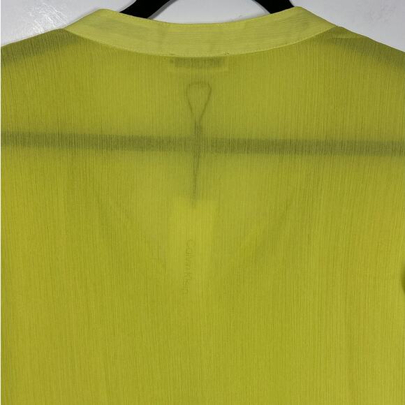 Calvin Klein Cap Sleeve Bright Yellow Cut Out Tie Blouse Top 2X Business Casual - Picture 9 of 16